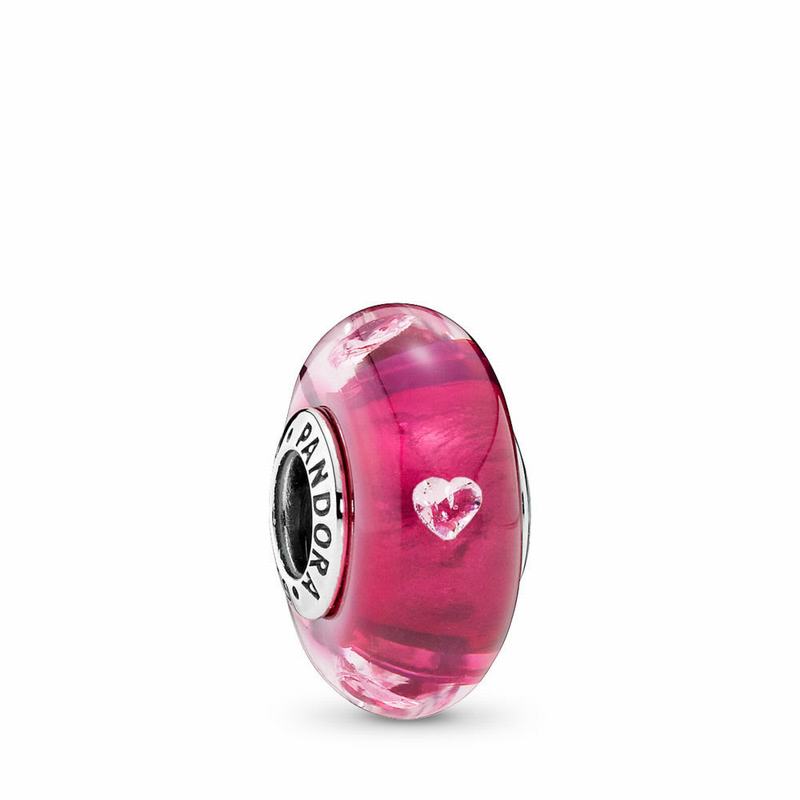 Pandora Cerise Heart Charm - Sterling Silver/Glass/Pink/Cubic Zirconia - Canada | CO9293RM